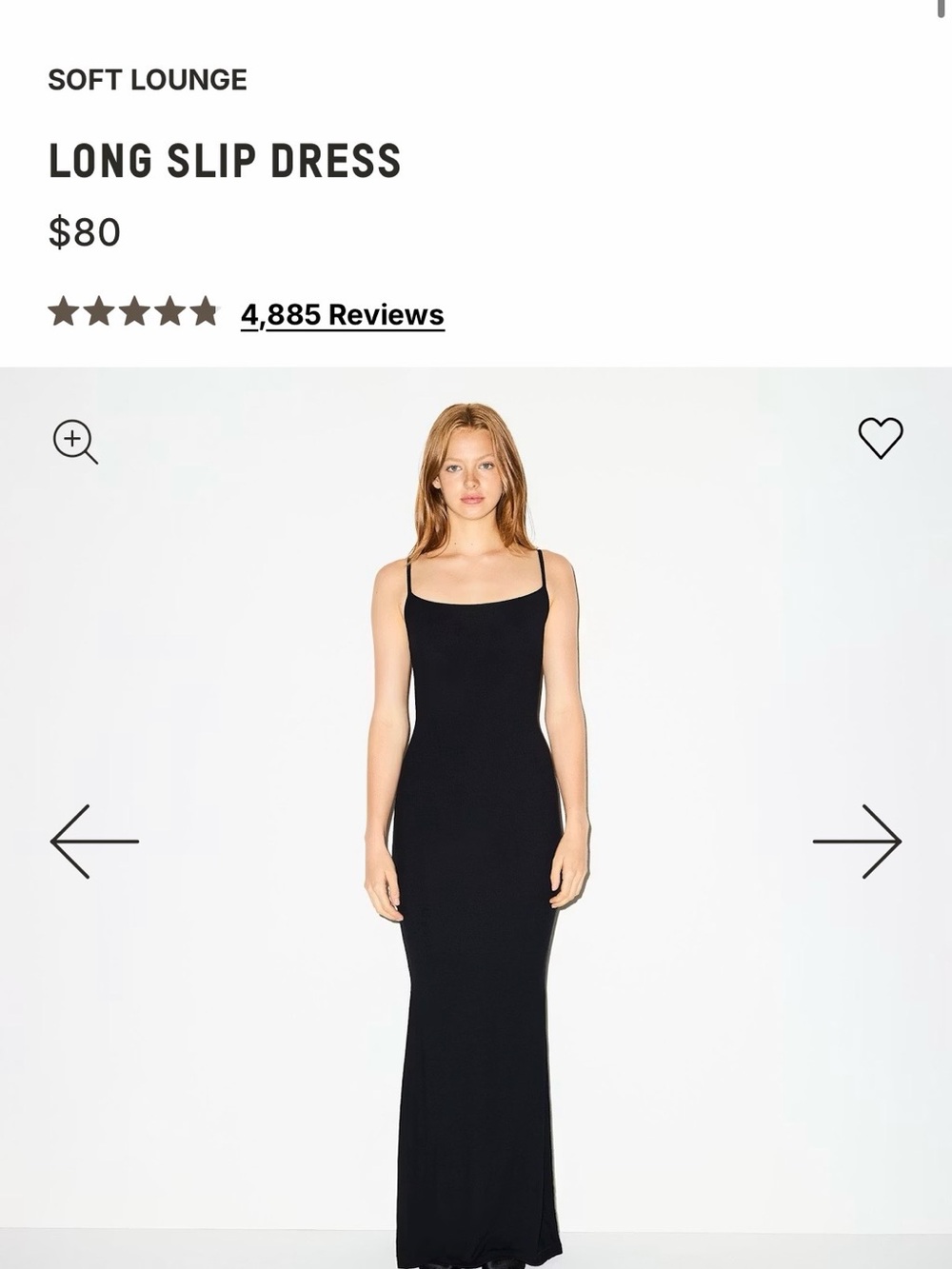 SKIMS Black Maxi Slip Dress with Thin Straps